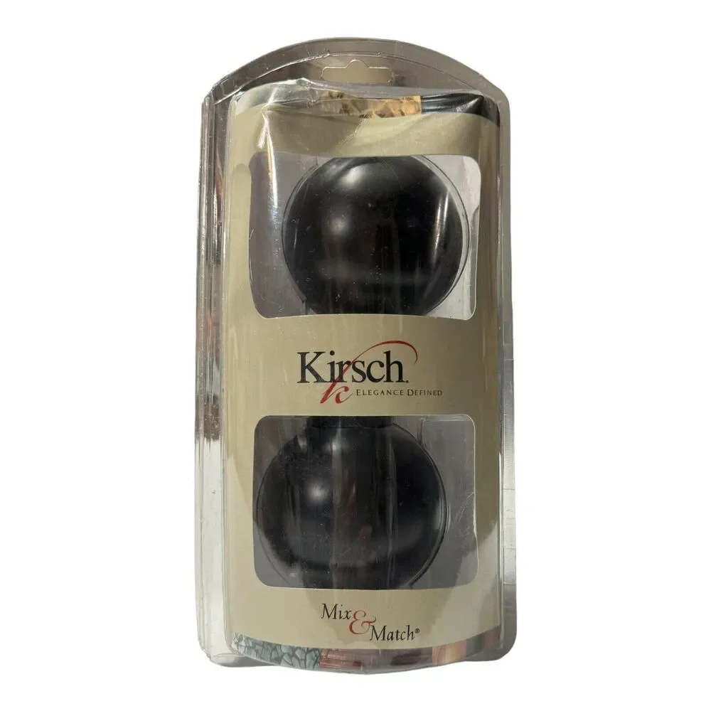 Kirsch Finials Curtain Rod End Pieces Round Black Fits 1 3/8